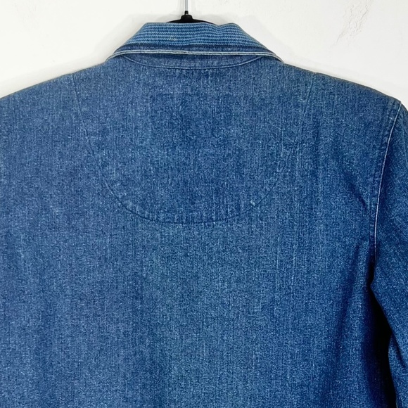 Vintage 80s 90s embroidered boxy grandma cottagecore denim blue jean jacket M - Picture 7 of 13